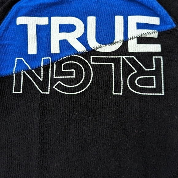 True RELIGION kids black & blue colour block long sleeve crew neck 5 - Picture 2 of 7